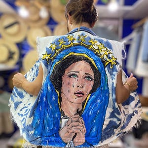 Denim Virgin Mary Jacket - Etsy