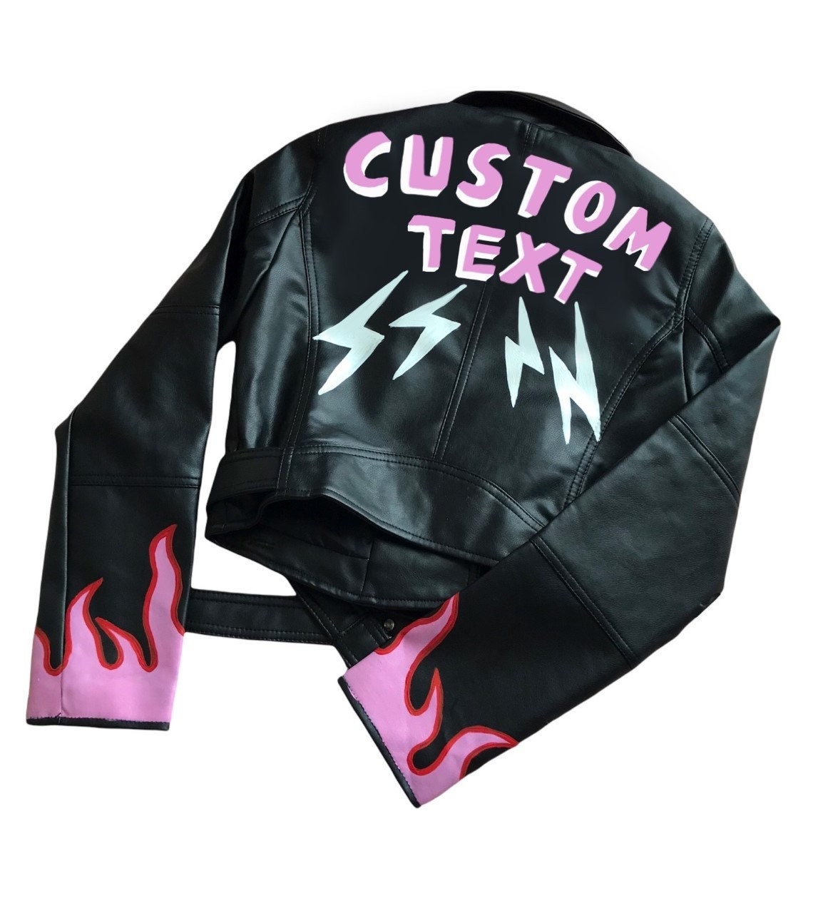 Custom Text Jacket Painting L Leather 