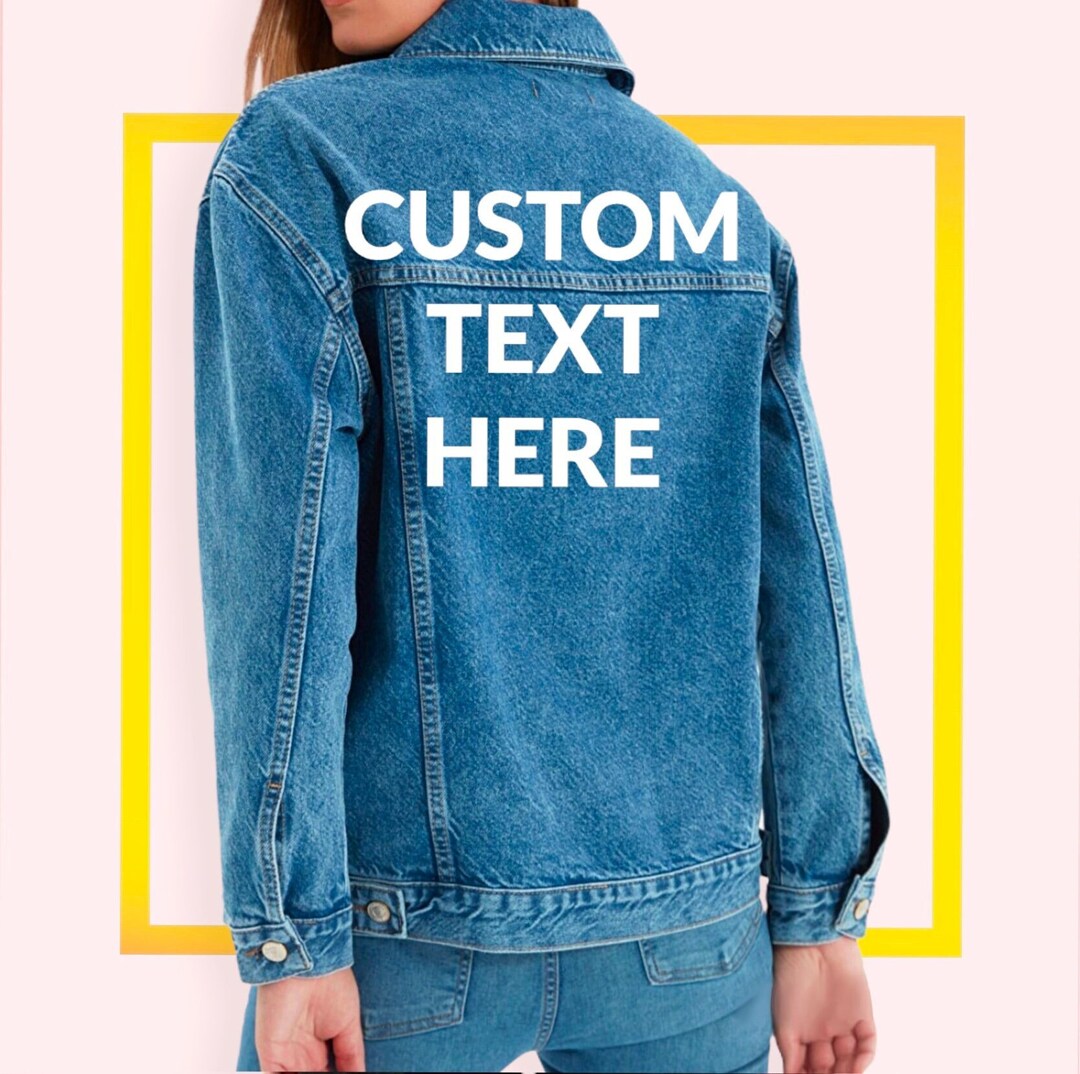 Custom Text Blue Denim Jacket, Vintage Style - Etsy