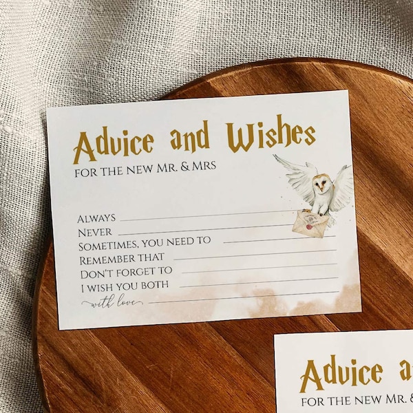 Magical Advice and Wishes Card Printable Template for wizard party decor with Owl #051