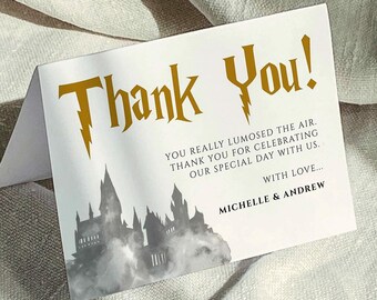 Thank you Card Template for Wizard Wedding Birthday Party or Bachelorette Weekend #051
