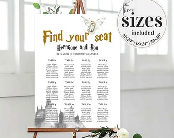 Wizard Seating Chart Template for Magical Wedding Ceremony Instant Digital Download #051