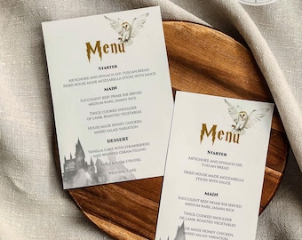 Wizard themed menu card template for magical wedding #051