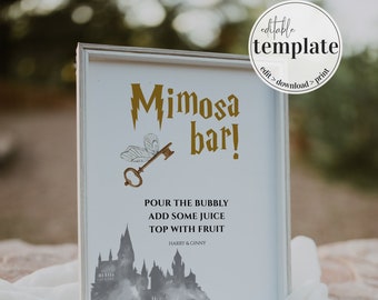 Mimosa Bar Sign Printable Template for Wizard Wedding or Magical Bridal Shower #051