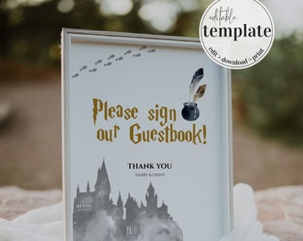 Please Sign Our Guestbook Printable Template Sign for Wizard Wedding or Magical Bachelorette Party #051