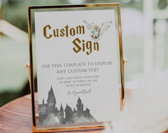 Magical custom sign template for wizard party decorations #051