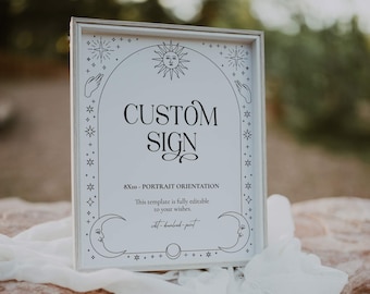 Starry Night Custom Sign Template for Galaxy Wedding or Celestial Baby Shower #061