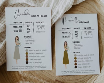 Bridesmaid Infographic for Sage Wedding, Maid of Honor Info Card Template to Download and Print #070