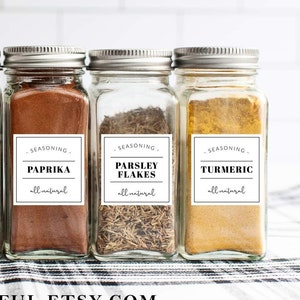 Spice Jar Labels Template for Spice Rack & Kitchen Organization #050