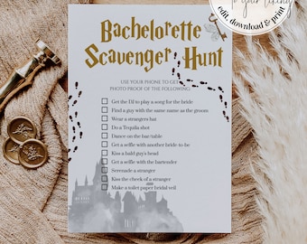Bachelorette Scavenger Hunt Game for Wizard themed Bridal Shower: Bar Treasure Hunt Game for Adults | instant access #051