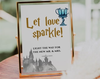 Let Love Sparkle druckbare Zauberer Hochzeit Zeichen Vorlage für magische Hochzeitsdekoration #051