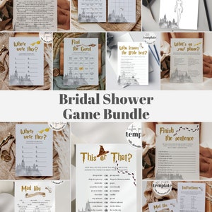 Wizard Bridal Shower Game Bundle: instant download printable game templates for a magical bridal shower #051