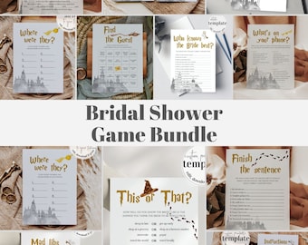 Wizard Bridal Shower Game Bundle: instant download printable game templates for a magical bridal shower #051