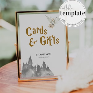 Cards and Gifts Sign Template for Wizard Party Decoration #051