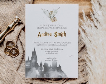 Wizard Bridal Shower Invitation Template, Magical Bachelorette Party Invite #051