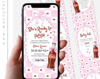 She’s Ready to Pop Baby Shower Invite Template, Pink Soda Shop Website Invitations 034SS-WBSINV