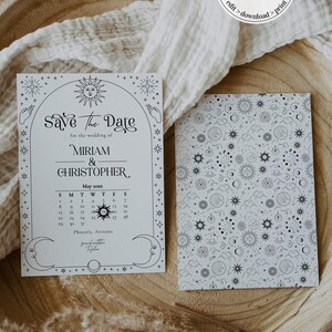 Calendario Save the Date per matrimonio lunare per invito matrimonio celeste, modello da scaricare e stampare #061