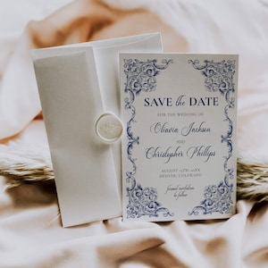 Cottage Core Wedding Save the Date Template, vintage Invitation Card Classic Wedding Invitation #030