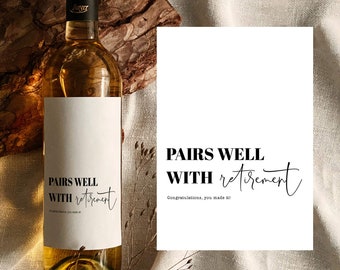 Pairs well with RETIREMENT Wine Label Gifts for Women & Men, Template to Download and Print #050