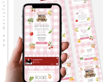 Locally Grown Baby Shower Invitation Website Template, Pink Farmers Market RSVP Website Invite 003LB-WBSINV