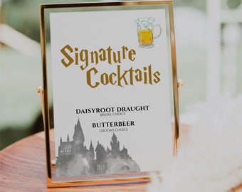 Signature Cocktail Printable Sign Template for Bar Menu at Magical Wizard Wedding #051