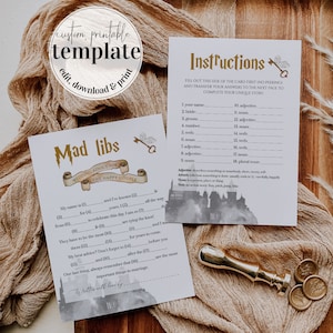 Wizard Bridal Shower Game: Mad Libs Game Wedding Advice for the happy couple | instant download printable template #051