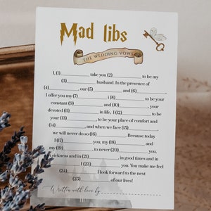 Wizard Couples Shower Game: Wedding Vow Mad Libs for Magical Bridal Shower, Wedding or Bachelorette Party | printable template #051