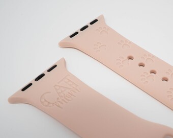 Cat Mom - Personalized Silicone Apple Watch Band - 38mm 40mm 41mm 42mm 44mm 45mm - Great Gift for Cat and Animal Lovers