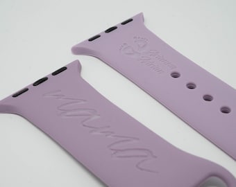 Personalized Mama Footprint - Personalized Silicone Apple Watch Band - 38mm 40mm 41mm 42mm 44mm 45mm - Great Gift for Mother's Day