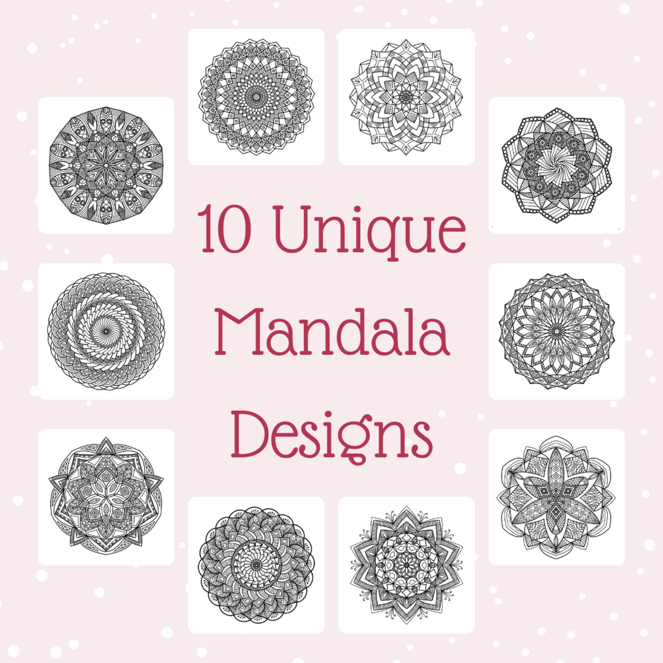 10 mandala printable coloring sheets easy coloring pages for etsy