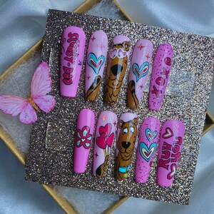 Pink Valentines Doobie Doo/ Valentine's Press On Nails image 4