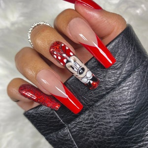 Red French Nails and Minnie/ Minnie Press On Nails image 2