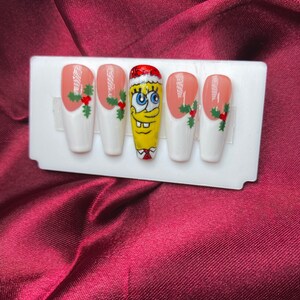 Christmas Bob & Patrick French Nails/ Christmas Press On Nails image 3