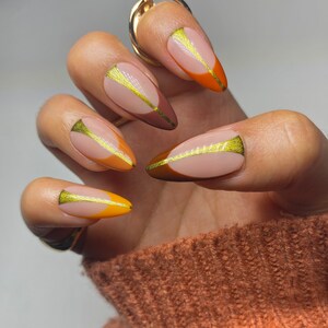 Elegant French Thanksgiving Nails/ Thanksgiving Press on Nails - Etsy