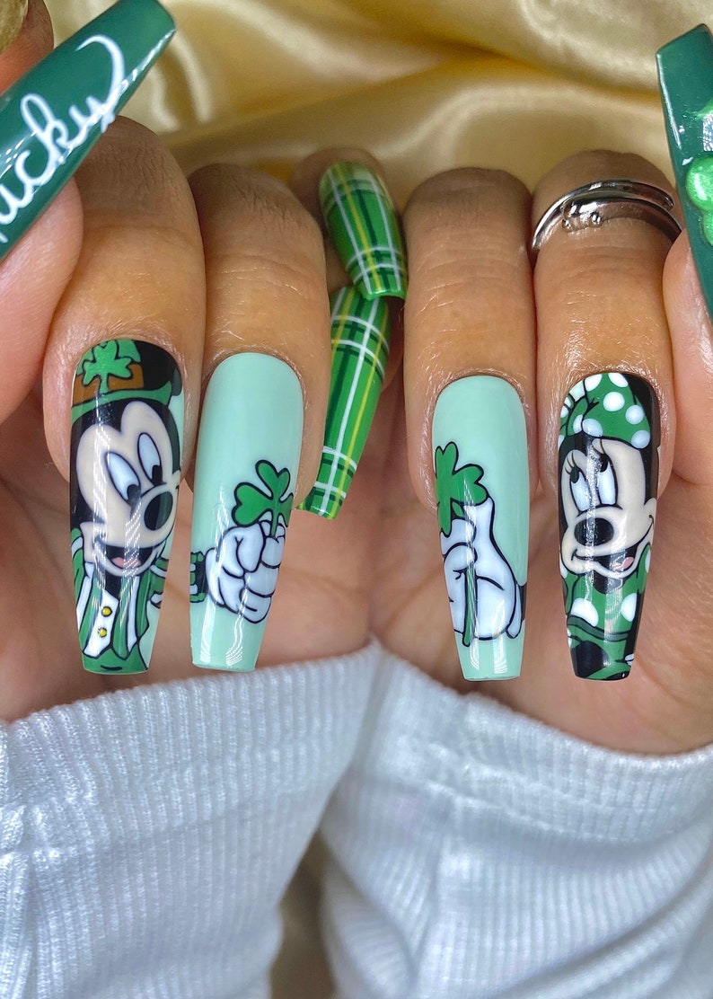 Saint Patricks Mouse Nails/ San Patrick Press On Nails image 4