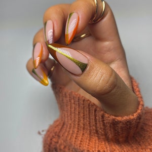 Elegant French Thanksgiving Nails/ Thanksgiving Press on Nails - Etsy