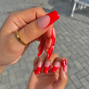 Red French Nails/ French Press On Nails