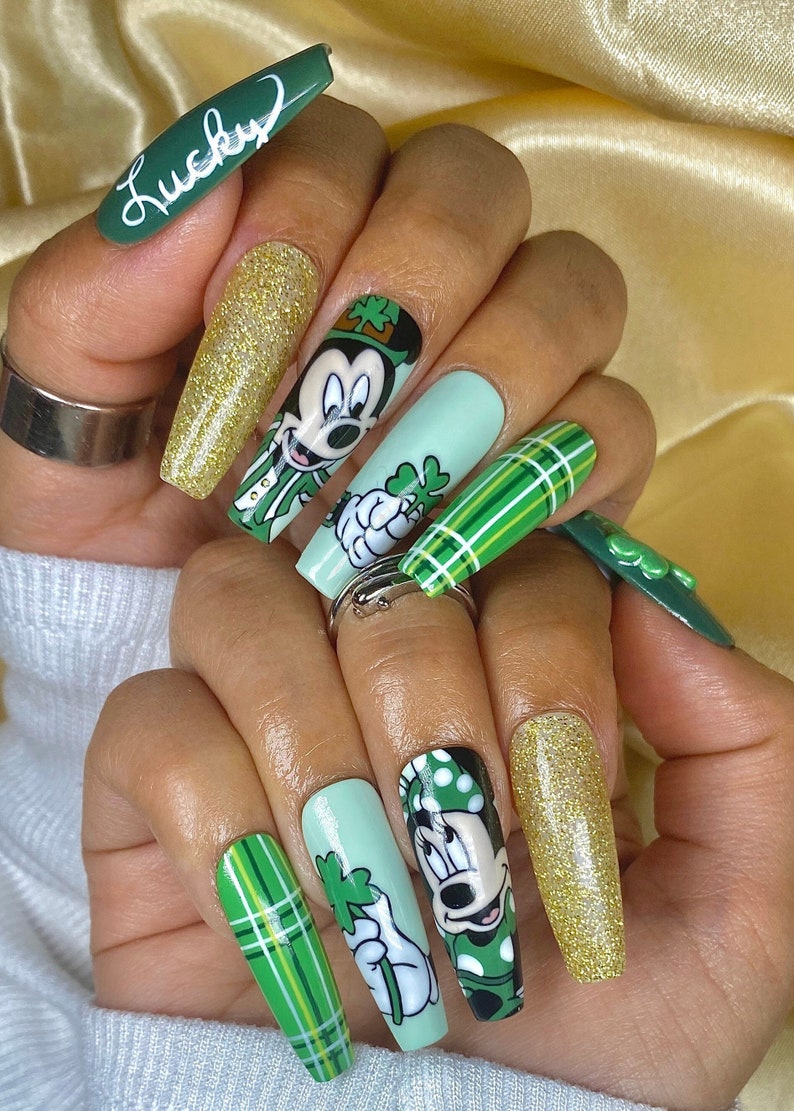 Saint Patricks Mouse Nails/ San Patrick Press On Nails image 2