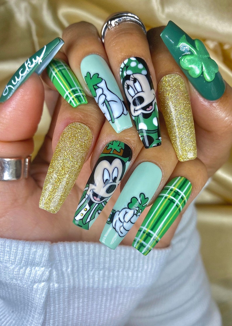 Saint Patricks Mouse Nails/ San Patrick Press On Nails image 1