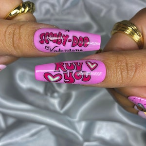 Pink Valentines Doobie Doo/ Valentine's Press On Nails image 2