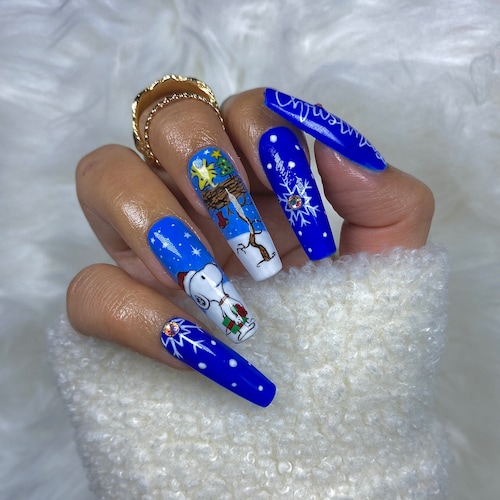 Christmas Nails/ Christmas Press on Nails Etsy Christmas Nail Press On