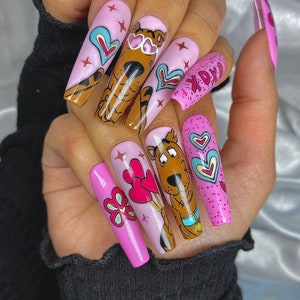 Pink Valentines Doobie Doo/ Valentine's Press On Nails image 1