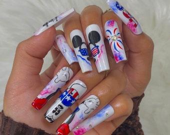 4TH OF JULY Mouse Press On/ Independence Day Nails