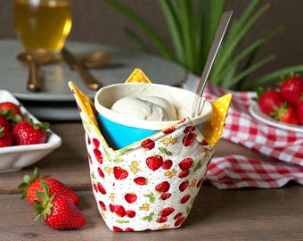 Strawberry Ice Cream Cozy, 100% Cotton Fabric