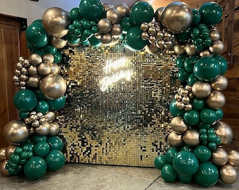 Zestaw łuków balonowych w kolorze zielono-złotym, 144 szt., girlanda w kolorze szmaragdowym i metalicznym złotym na urodziny, wesele, imprezę świąteczną