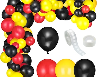 Rot, Gelb, Schwarz Ballon Bogen Kit 127 STÜCK, Cartoon-Maus-Thema Girlande für Geburtstag-Baby-Dusche-Party-Dekor