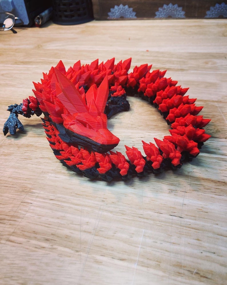 3D Printed Articulated Crystal Dragon Crystal Wing Dragon Etsy