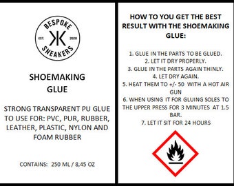 Schuhherstellungsklebstoff - Starker transparenter PU-Kleber zur Verwendung für: Leder, Textil, Gummi, Kunststoff, Nylon und Moosgummi