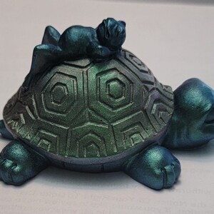 Resin Turtle with Lounging Frog