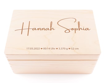 Souvenir box baby | Personalized wooden reminder box | Name | Gift for pregnancy, birth, baptism, communion | Baby shower